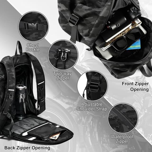Detalle 2 de WEPLAN Motorrad-Rucksack wasserdicht 50 l