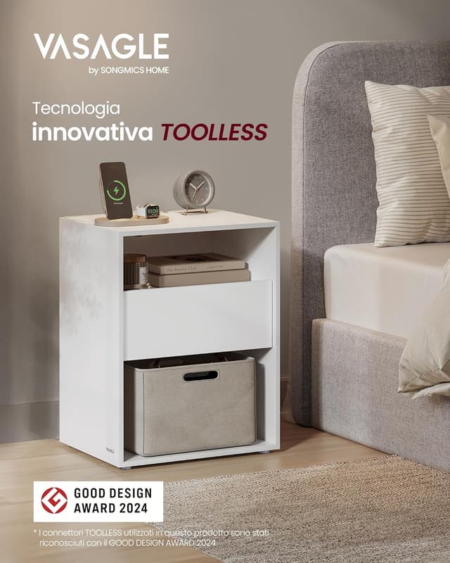 Thumbnail 2 de VASAGLE LET777W04 comodino con ricarica USB