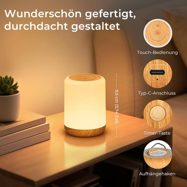 Thumbnail 5 de VIWAVE 2er Set Nachttischlampe für Kinder mit 256 RGB & Timer (akkubetrieben, Touch)