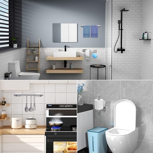 Detalle de YUNYODA Juego de toalleros 40cm autoadhesivo