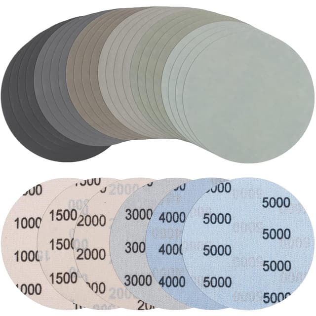 Detalle de JatilEr 24-teiliges Schleifpapier-Set 125 mm Klettrund Korn 1000–5000 für Exzenterschleifer