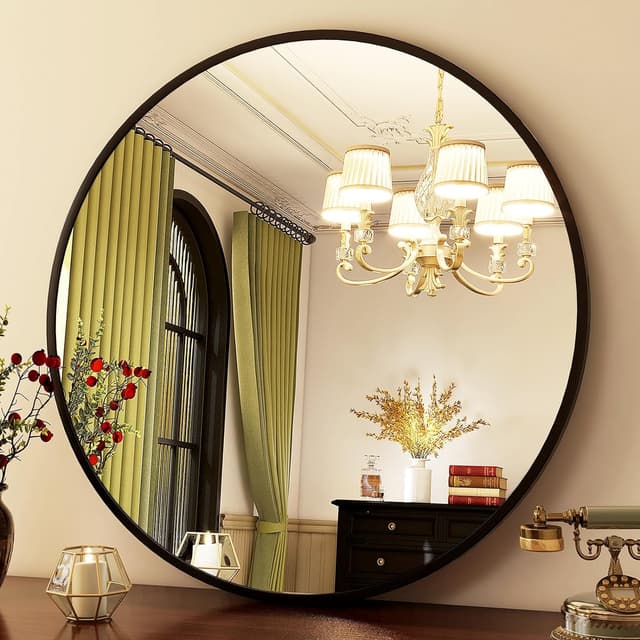 Thumbnail 5 de HARRITPURE Round Mirror 24-inch Black Wall Mirror 🪞