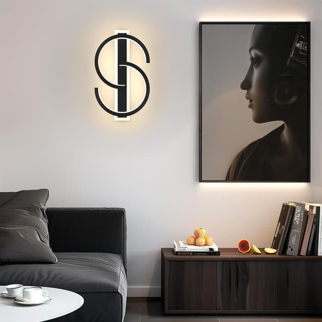 Detalle de LUOLONG LED Deckenleuchte 30 cm schwarz, 25 W, 3000 K – runde 2-Ring-Lampe für Wohnzimmer & Schlafzimmer