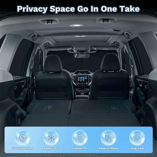 Detalle de KUST Car Window Shades for Subaru Forester 2019–2024 (8-Piece Full Set) — UV Block, Privacy & Camping Blackout