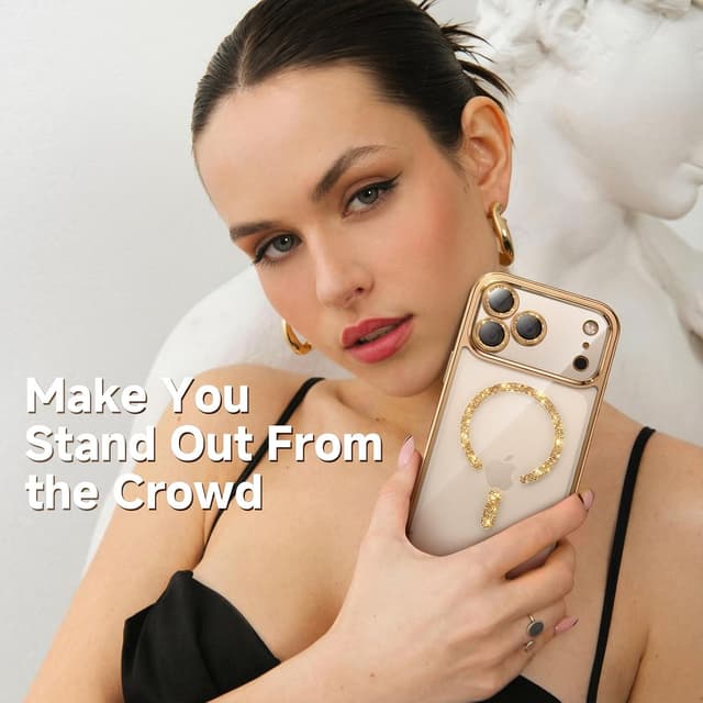 Detalle de Magnetic Glitter Case for iPhone 17 Pro Max with MagSafe Ring & Integrated Lens Protection