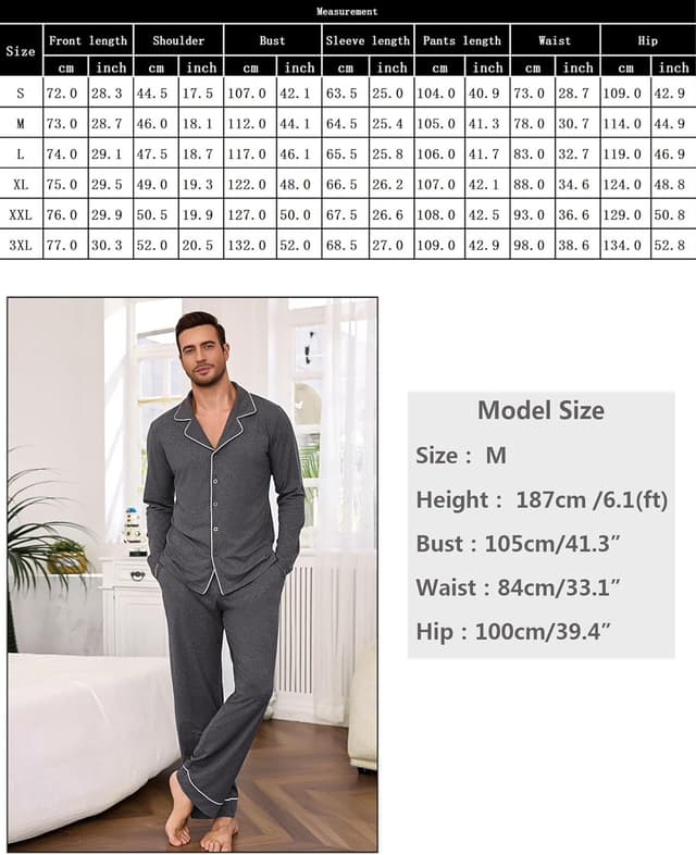 Thumbnail 5 de Bresdk Pigiama Uomo Cotone Lungo Invernale