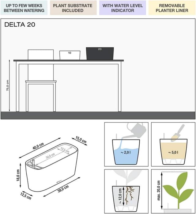 Thumbnail 1 de LECHUZA DELTA 20 bianco lucido 15560