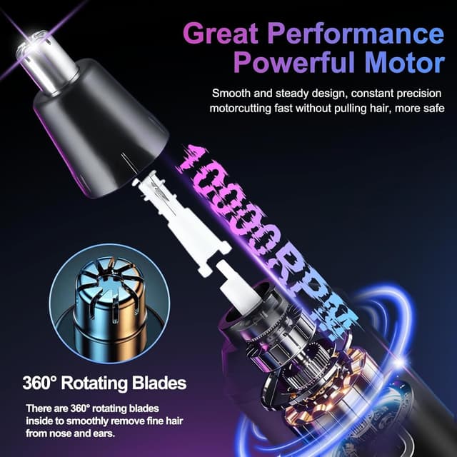 Thumbnail 6 de AREYZIN Nose Hair Trimmer for Men (Rechargeable 2-in-1 Ear & Nose Groomer, IPX7) — Black