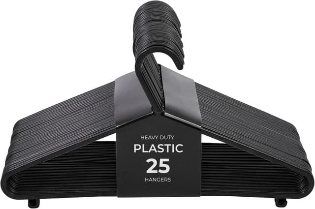 Detalle de Roe Tenpo Coat Hangers 25 Pack (Black) – Non-slip slim plastic adult hangers