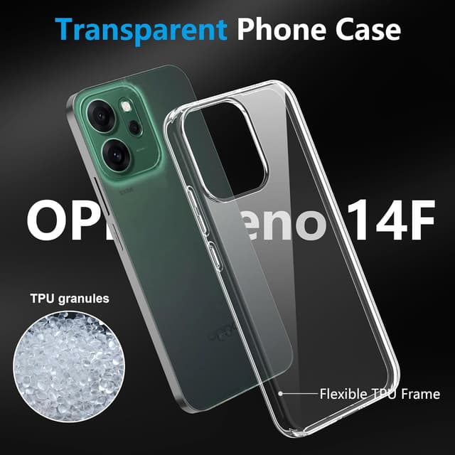 Detalle de FDHYFGDY Hülle für OPPO Reno 14F/14 F (4G/5G) inkl. Schutzfolie – transparente TPU/Soft-Silikon Handyhülle
