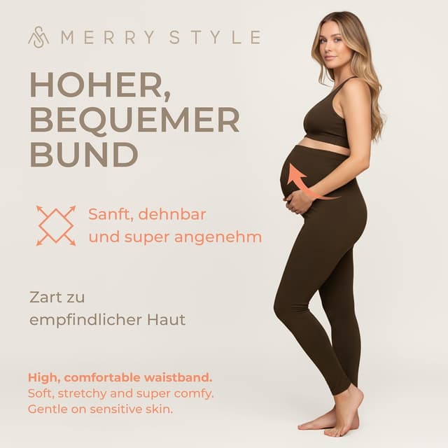 Detalle de Merry Style Damen lange Umstandsleggings aus Viskose MS10-297