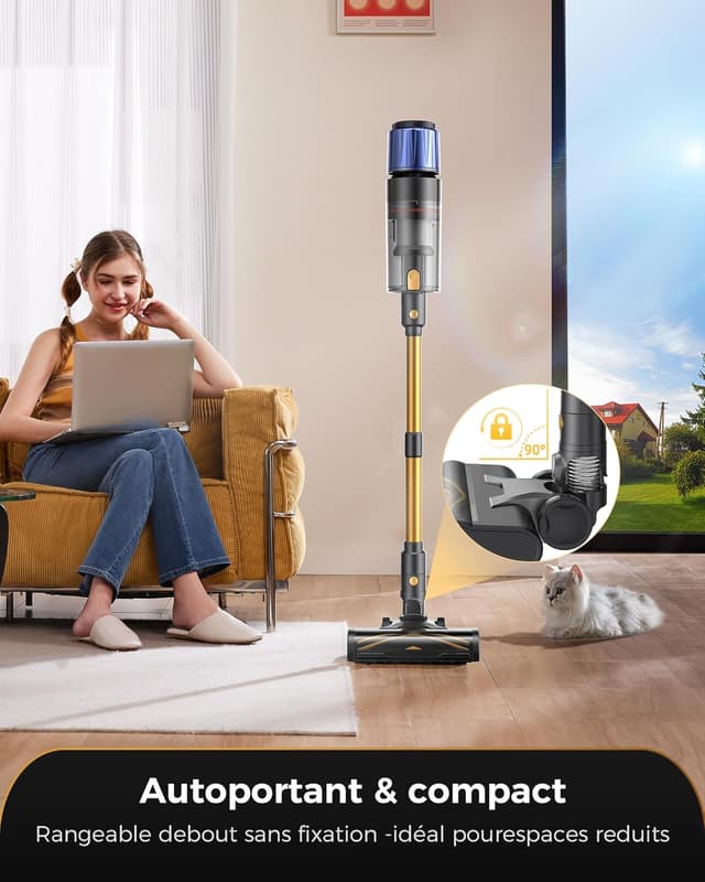 Detalle 2 de Proscenic P15+ : aspirateur balai sans fil 55 kPa, 70 min, brosse anti-enchevêtrement