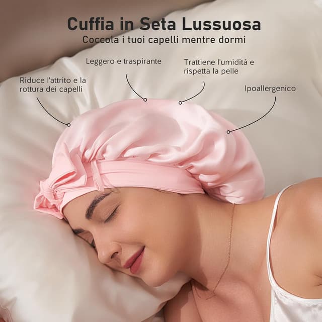 Detalle 2 de Cuffia notte in seta LitBear 22 momme