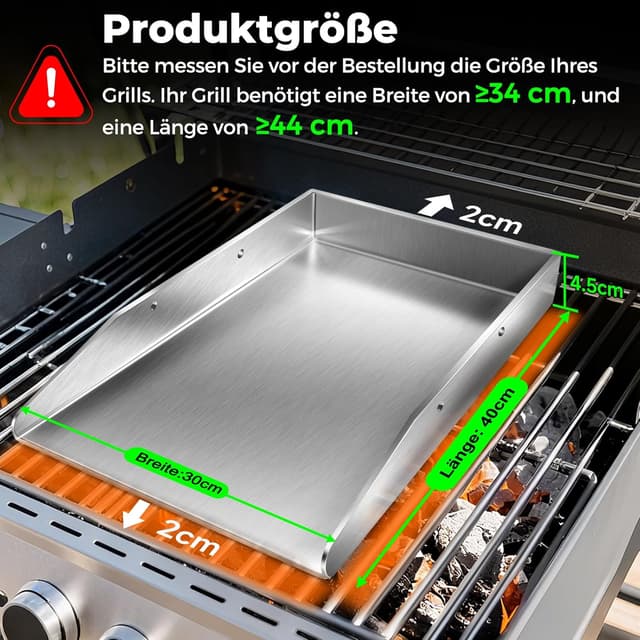 Detalle de Grillplatte Plancha 4 mm Edelstahl 40 x 30 cm