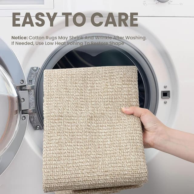 Detalle de EARTHALL Small Area Rug 2x3 Ft Washable Entryway Mat with Rubber Backing (Khaki/Beige)