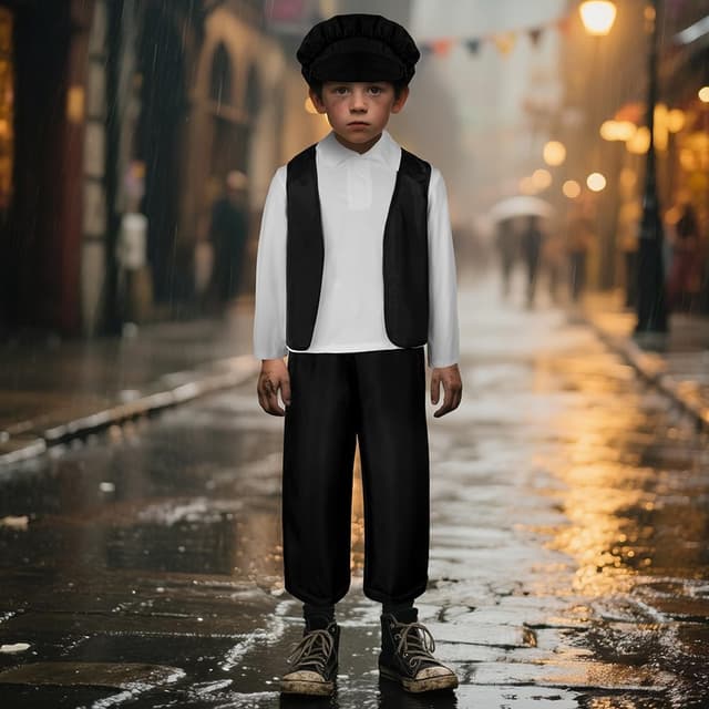 Thumbnail 6 de DiULi Children’s Victorian Boy 4-Piece Costume Set (Vest, Hat, Trousers & Shirt) for World Book Day & School Plays