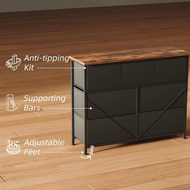 Detalle 2 de CAIYUN 7-Drawer Fabric Chest of Drawers for Bedroom & Hallway Storage