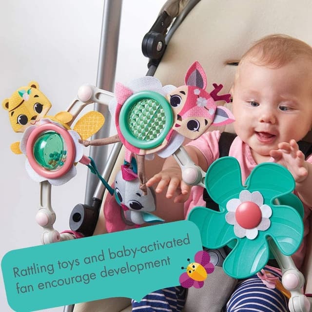 Detalle de Tiny Love Sunny Stroll Activity Arch with Rattle Toys (0m+) – Adjustable Clip Pram/Pushchair Arch