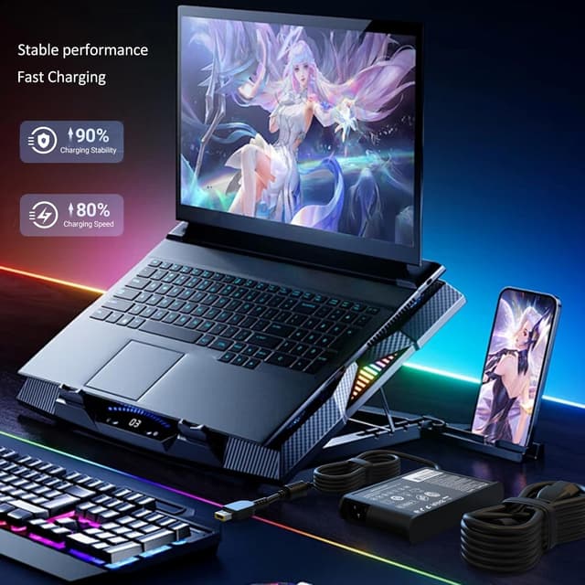 Detalle 2 de MAXPOR Slim 230W Gaming Laptop Charger for Lenovo Legion & ThinkPad (Square Yellow Tip)