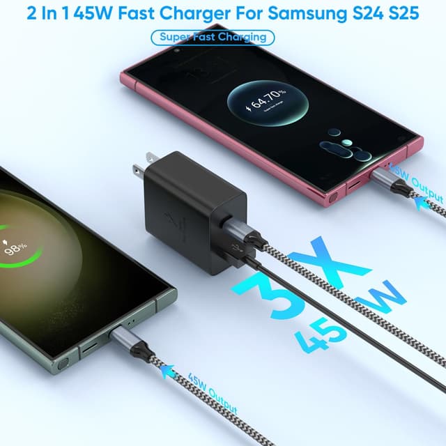 Detalle 2 de Extra Long 10FT 45W Samsung USB-C Charger