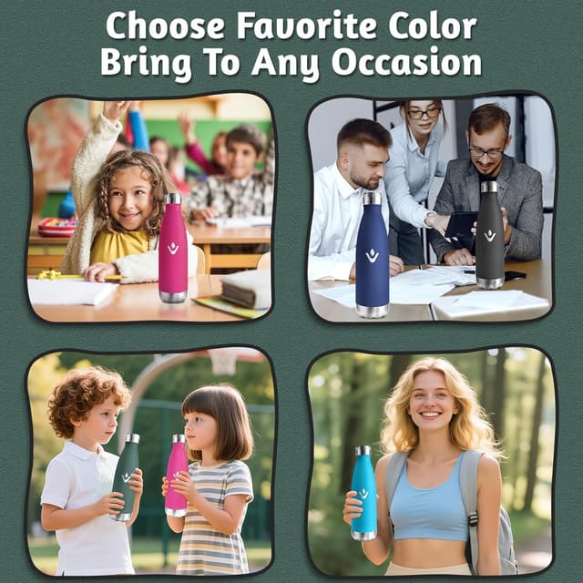 Thumbnail 6 de Motswedi Borraccia Termica Bambini da 500 ml in acciaio inox 18/8 a doppia parete, verde militare