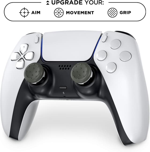 Detalle de KontrolFreek CQC Classic PS5 Thumb Grips (Gray/White) – 2x Low-Rise Concave Controller Grips for PS5 & PS4