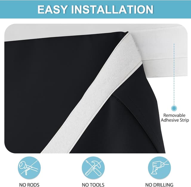 Detalle 2 de RYB HOME Blackout French Door Curtain (Thermal Insulated Privacy Shade) with Self-Adhesive No-Drill Mounting