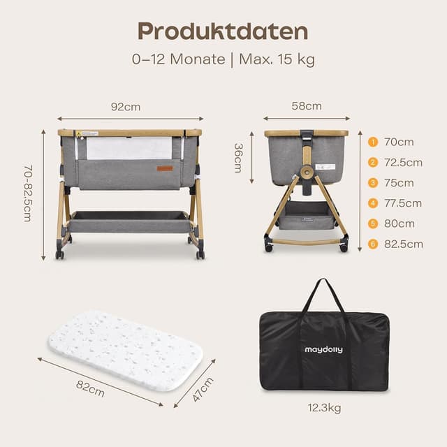 Thumbnail 6 de Maydolly 3-in-1 Baby Beistellbett bis 15 kg