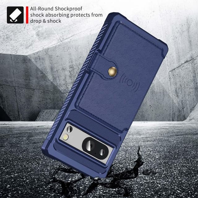 Detalle de XYZNTMF Flip Wallet Case for Google Pixel 8 (Blue) with Card Holder, Magnetic Clasp & Kickstand