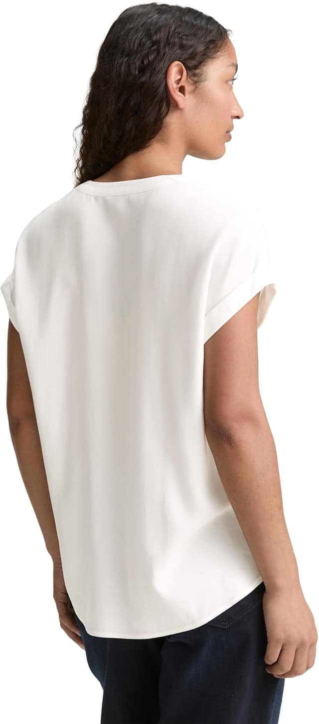 Detalle 1 de TOM TAILOR 1046212 camicia da donna in viscosa, maniche corte e vestibilità regular