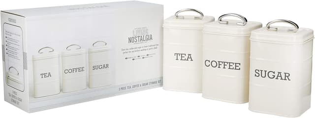 Detalle de KitchenCraft Living Nostalgia Tarros de Té, Café y Azúcar