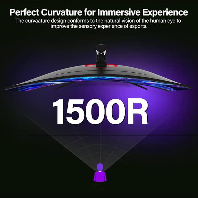 Detalle 2 de Gawfolk 34" Ultrawide Curved Gaming-Monitor (1500R) – UWQHD 3440×1440, 165 Hz, FreeSync, VESA 75×75