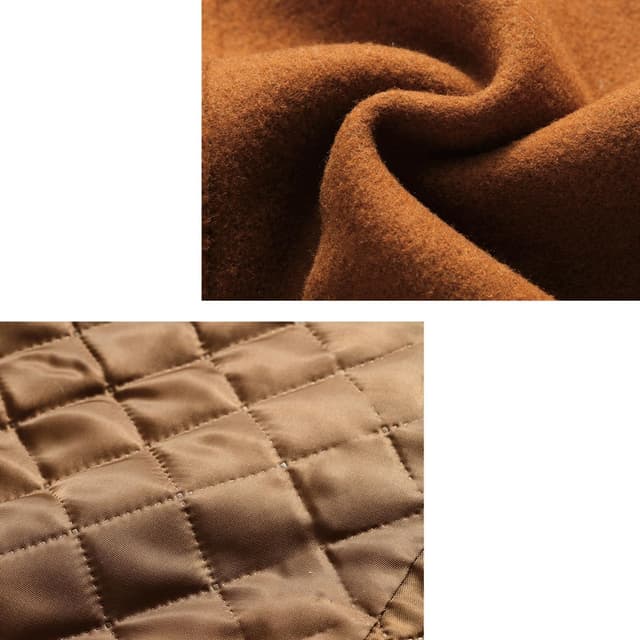 Detalle de INVACHI Men’s Wool Blend Trench Coat with Detachable Soft Scarf & High Stand Collar