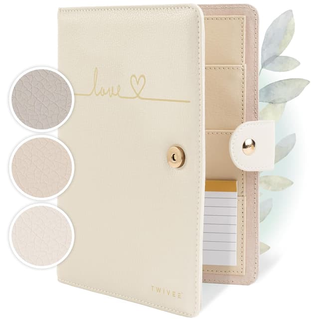 Detalle de TWIVEE Mutterpasshülle „Love“ – Organizer mit Magnetverschluss, 8 Fächern und Notizblock