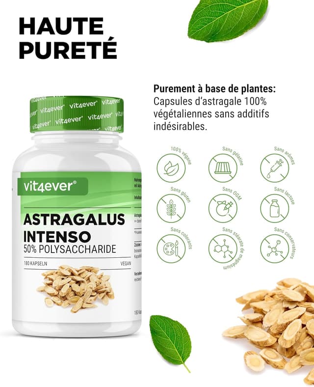 Detalle de Vit4ever Astragalus (1400 mg/jour) – 180 capsules véganes