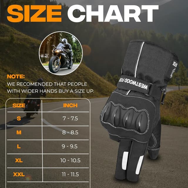 Thumbnail 3 de Motorbike Motorcycle Waterproof Winter Gloves