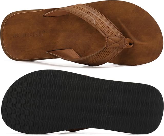 Detalle 2 de ARRIGO BELLO Tongs homme claquette Tongue en cuir, antidérapantes pour l’été (taille 41-46)