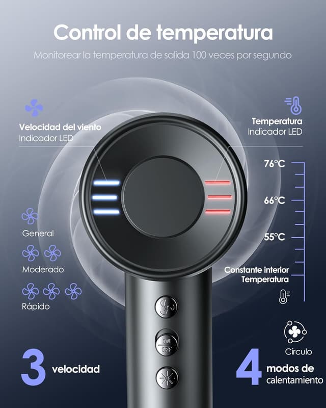 Thumbnail 5 de Bopcal Secador de Pelo Profesional, Alta Velocidad, Iones, Difusor