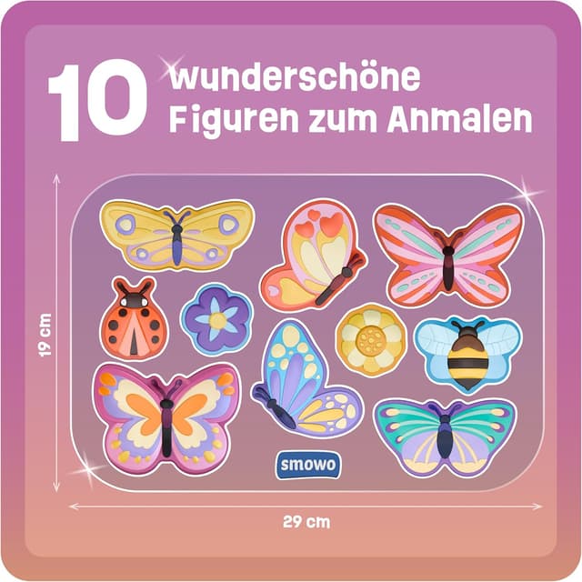 Detalle 2 de Smowo® 10 Schmetterling Gipsfiguren zum Gießen & Bemalen – Bastelset mit 10 Figuren