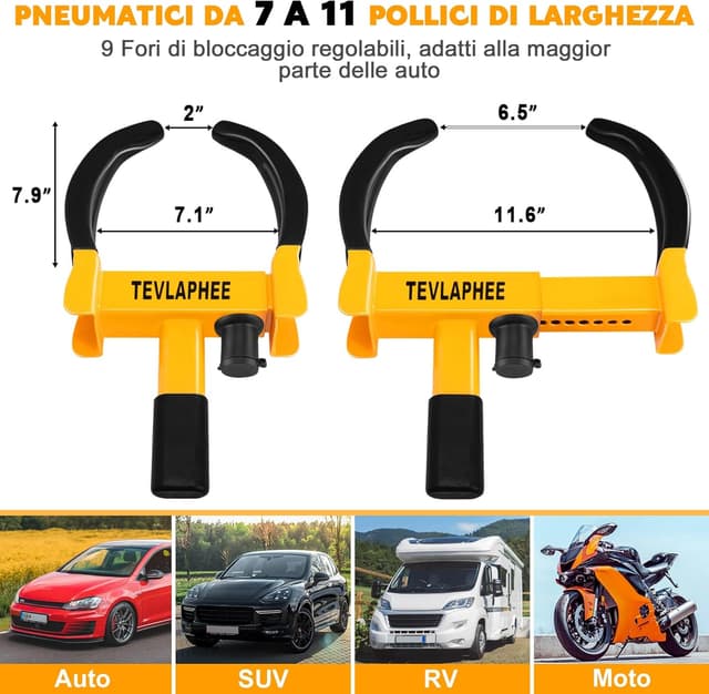 Thumbnail 5 de Tevlaphee Antifurto Blocca Ruota 19–30 cm