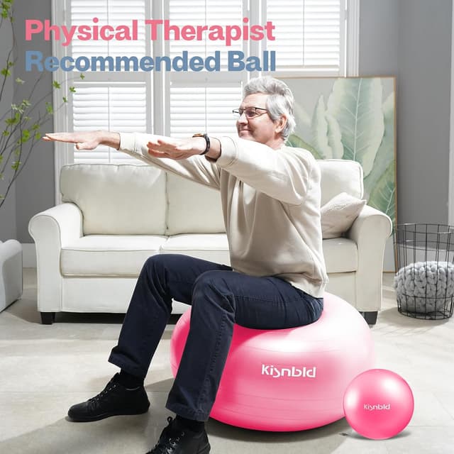 Detalle de kisnbld Extra Thick Exercise Ball (4 Sizes) with Foot Pump, Anti-Burst Yoga & Pregnancy Stability Ball