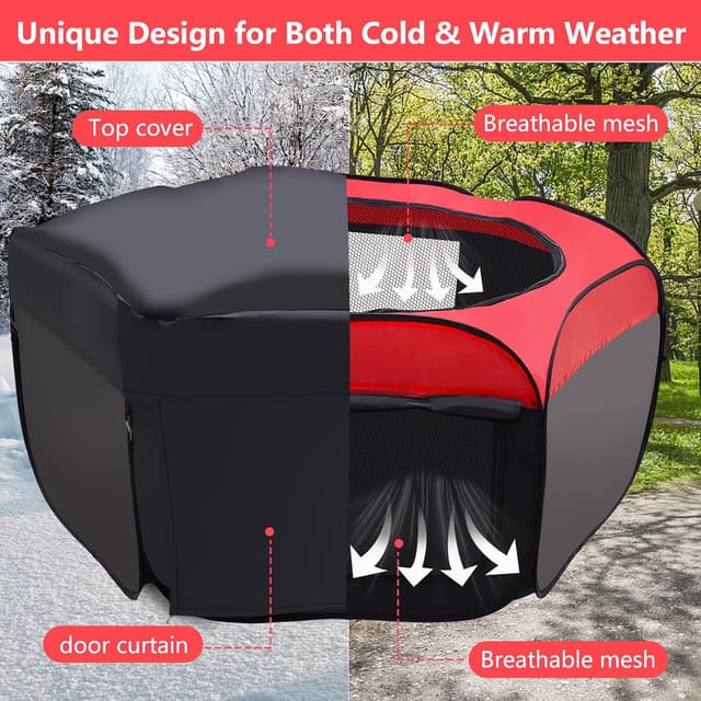 Detalle de GHWMYD Kleintier-Laufstall 114,5×114,5×51 cm 🐾