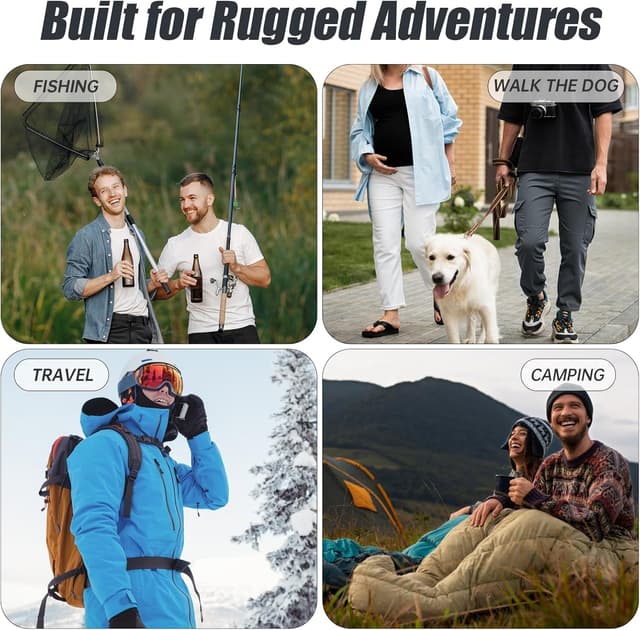 Detalle de LY4U Men’s Fleece Lined Cargo Thermal Trousers with Elastic Waistband and Adjustable Ankle Cuffs