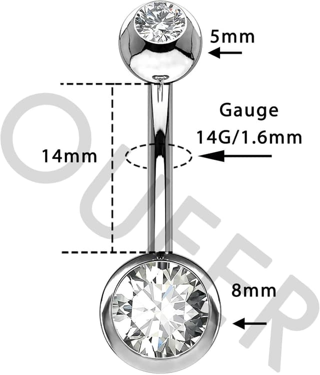Thumbnail 3 de OUFER 14G 14 mm Piercing nombril Titane