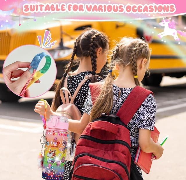 Thumbnail 6 de Sanilinwild Girls DIY Water Bottle Kit (600ml) with Unicorn Theme & Friendship Bracelet Set