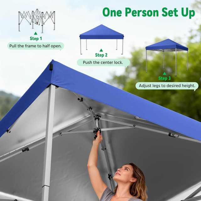 Detalle de Driftalia Pop Up Gazebo 3m x 3m (Instant Setup) with carry bag, sandbags and stakes – Blue