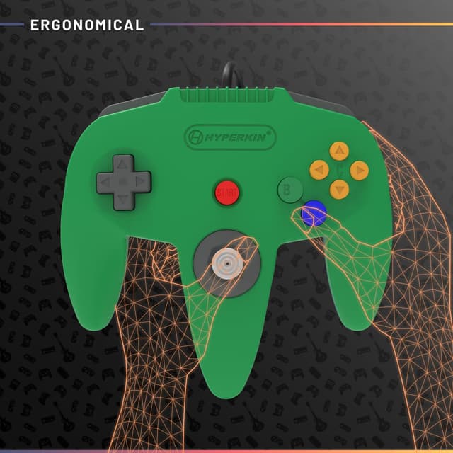 Detalle de Hyperkin Captain Controller for N64 — Wired Retro-Style Gamepad with 10 ft Cable