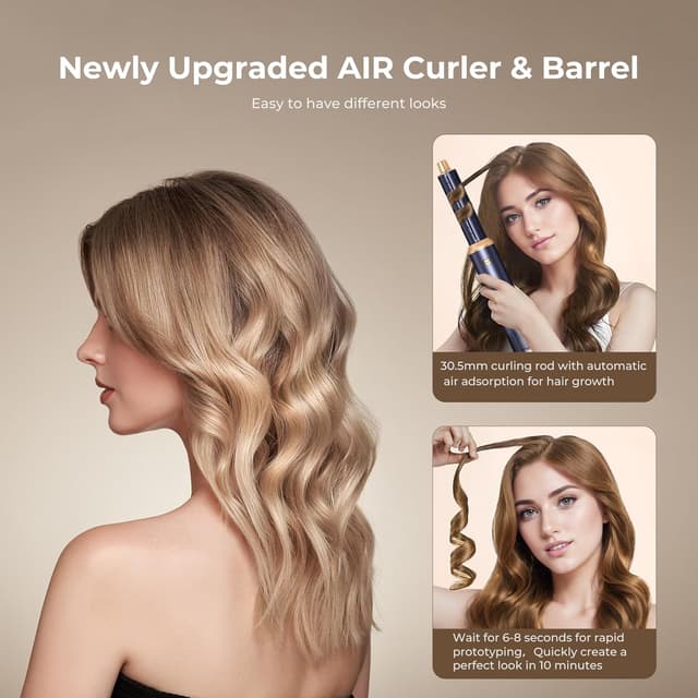 Detalle de UKLISS Set Styler per capelli 5 in 1 con airstyler, air curlers e asciugacapelli (blu)