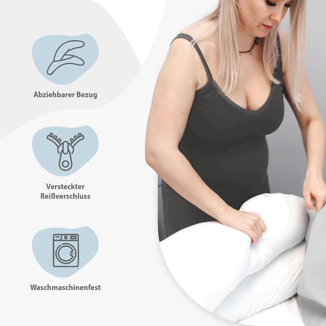 Detalle 2 de Totsy Baby Stillkissen XXL Schwangerschaftskissen 190 cm – Musselin-Bezug, Oeko-Tex