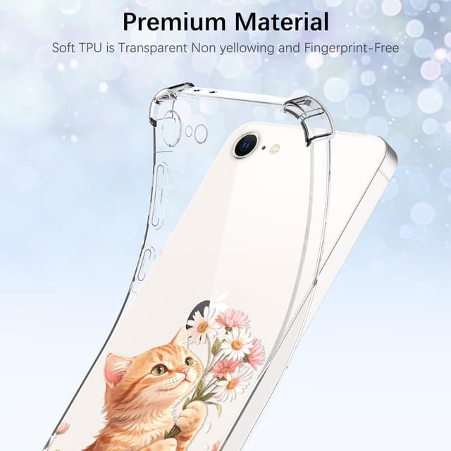 Detalle 2 de DiaryTown transparente Handyhülle mit süßem Katzenmotiv für iPhone 8 / iPhone 7 sowie iPhone SE (2020/2022)